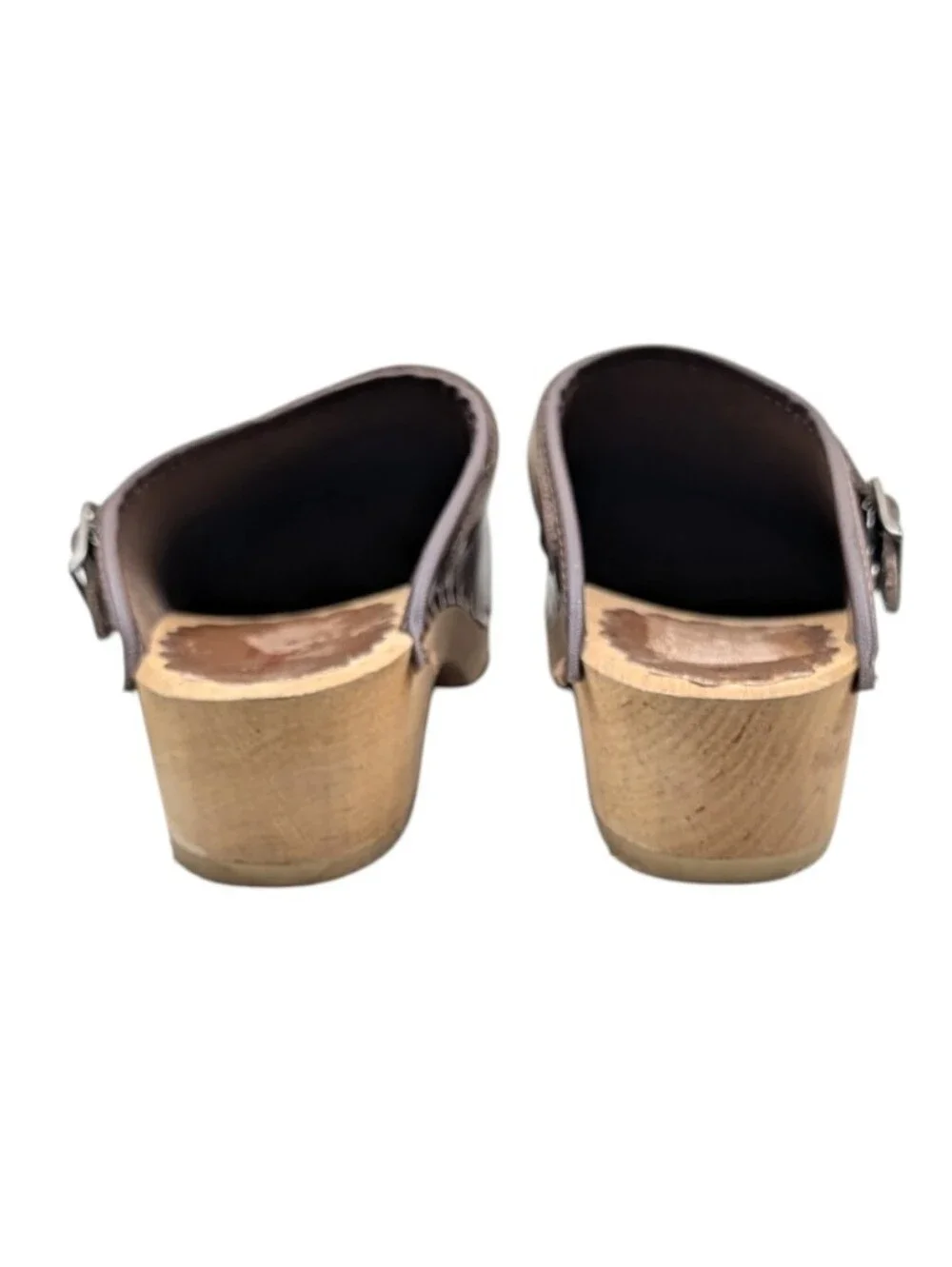 Hanna Andersson Brown Leather Swedish Wooden Clogs EU 38 US 7.5 S4231 - Picture 11 of 11